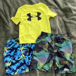 Under Armour swim top, under Armour swim trunks, Wonder Nation swim trunks, 4T